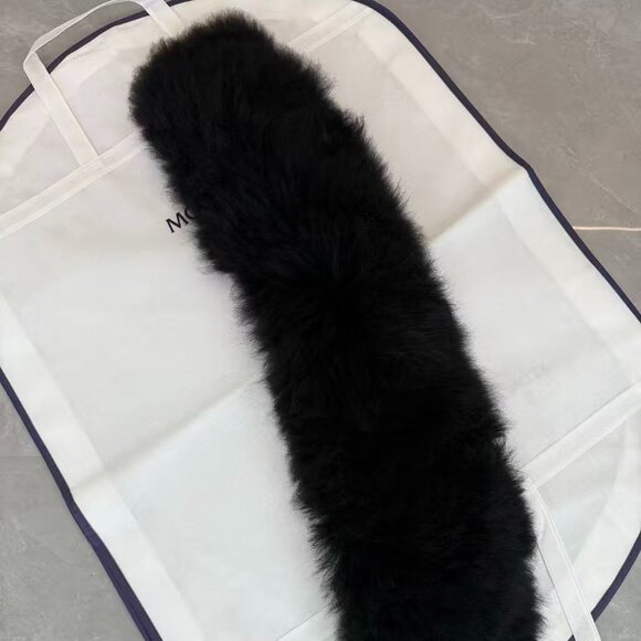 Moncler Black Down Coat - Plush Fur Hood, Waist Belt, Stylish Winter Outerwear - Picture 8 of 8